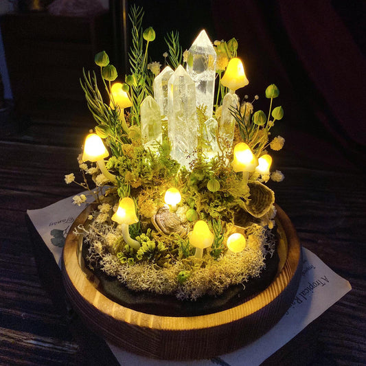 Glowing Crystal Pillars Mini Forrest with Mushrooms