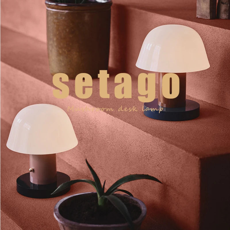 Cordless Mushroom Table Lamp With Rechargeable Battery 