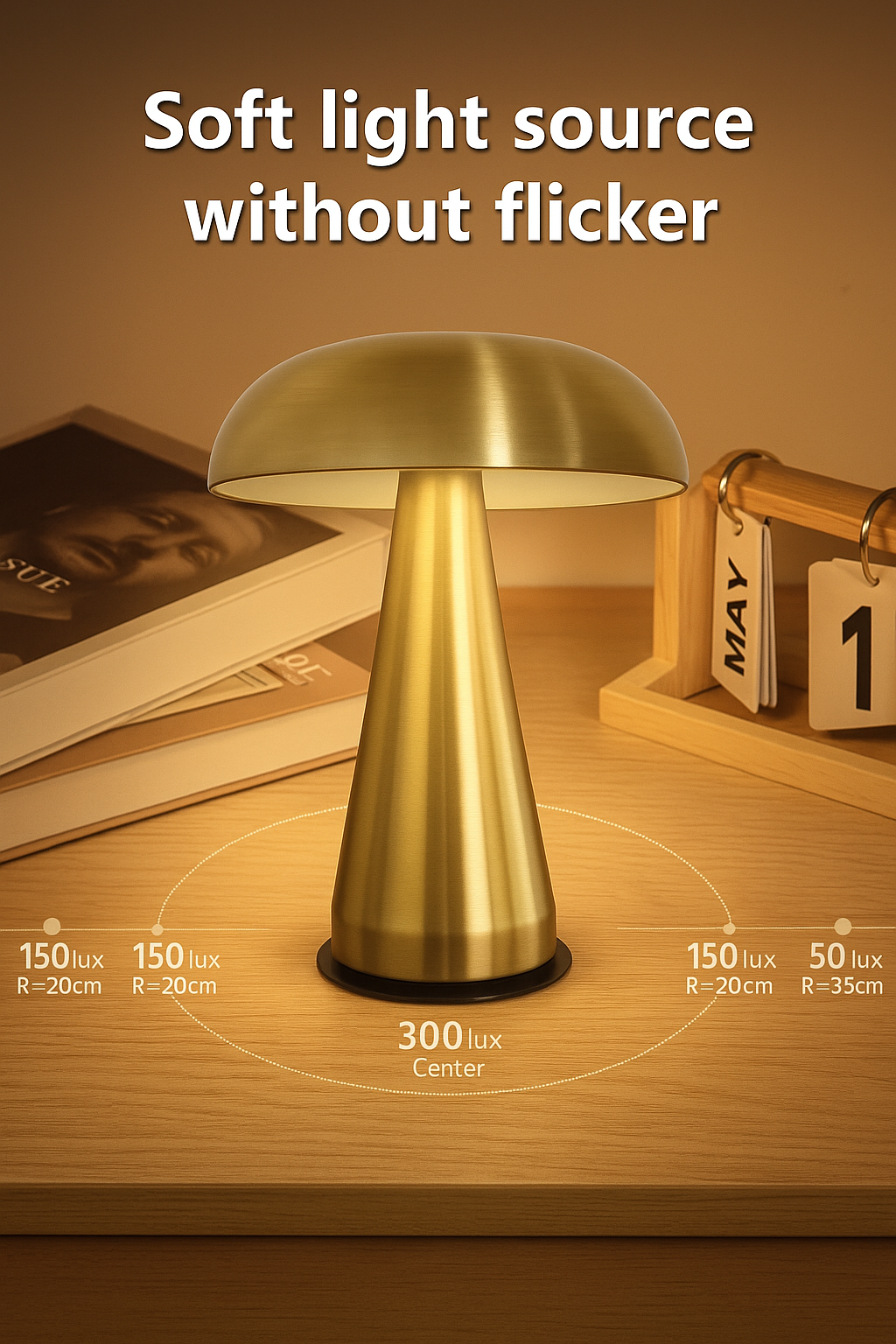 Retro LED Mushroom Table Lamp – Touch Sensor with 3-Color Dimming and Rechargeable Design