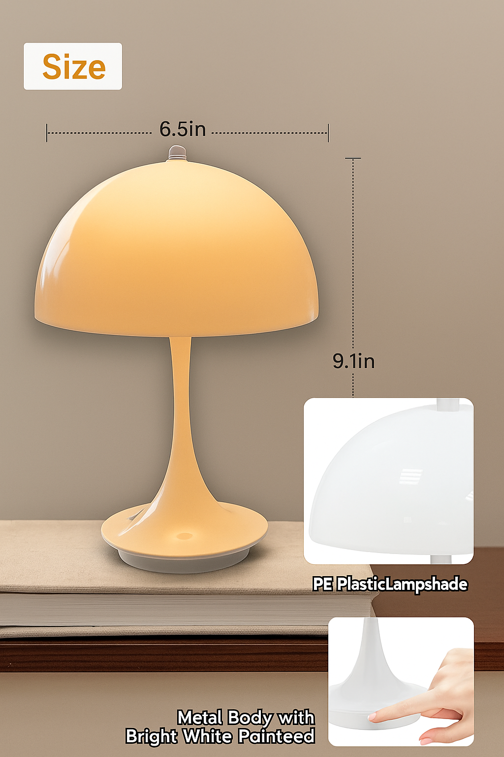 Small Mushroom Table Lamp – Touch-Control LED Light with USB Charging