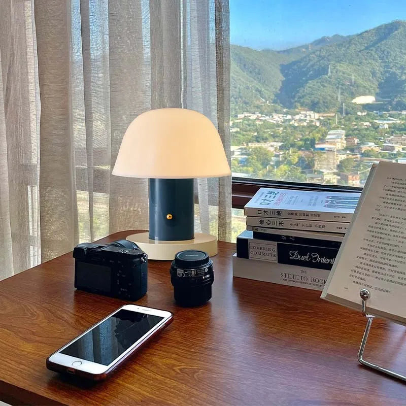 Cordless Mushroom Table Lamp With Rechargeable Battery 