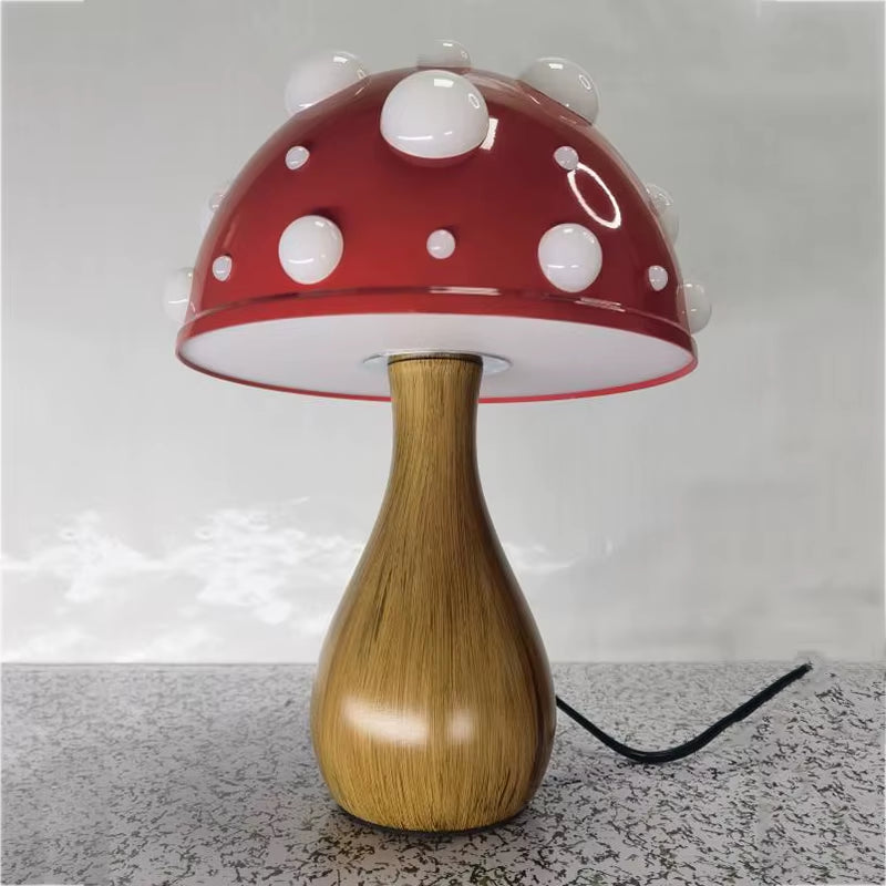 Amanita Mushroom Lamp with LED Tricolored Bulb AC or USB Warm Light Biomimetic Fly Agaric Desk Light for Livingroombedside Hotel