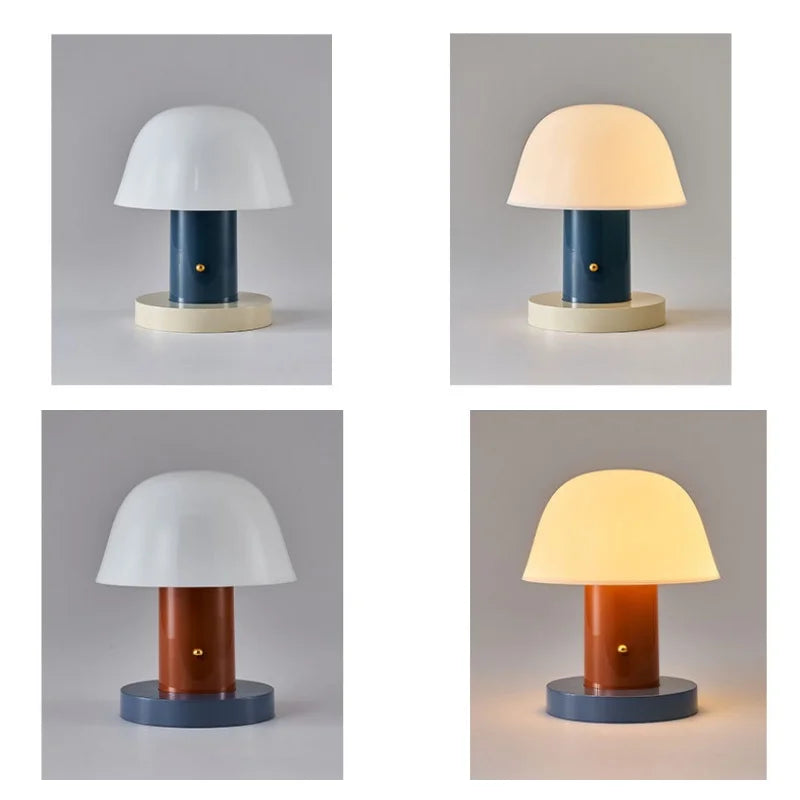 Cordless Mushroom Table Lamp With Rechargeable Battery 