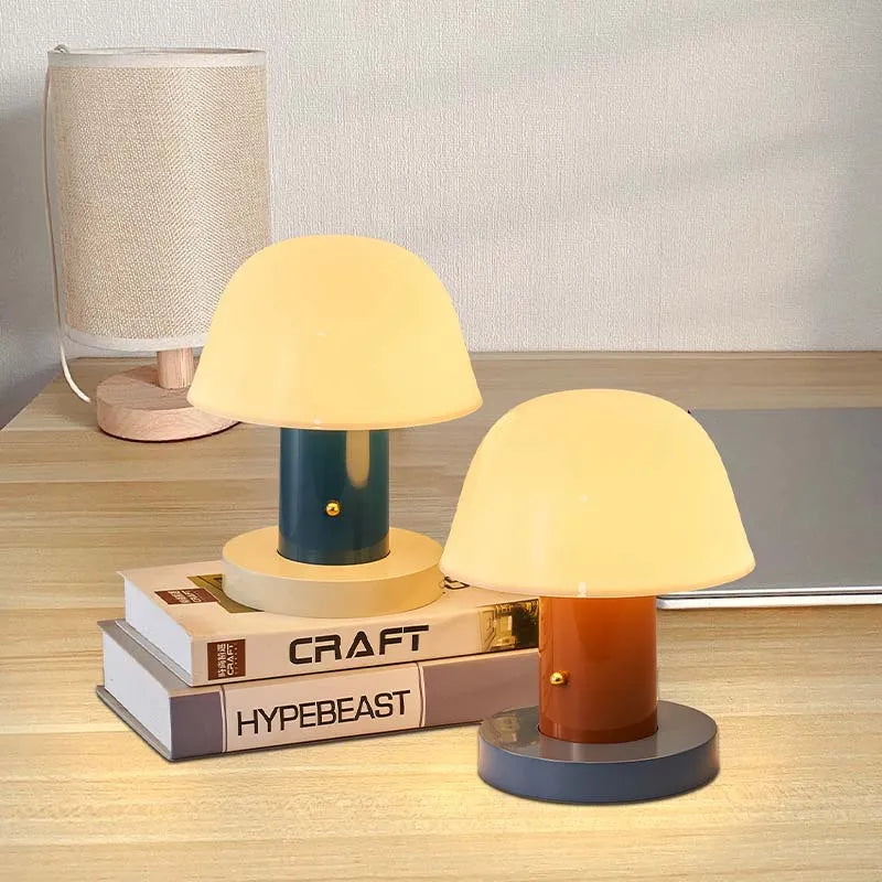 Cordless Mushroom Table Lamp With Rechargeable Battery 