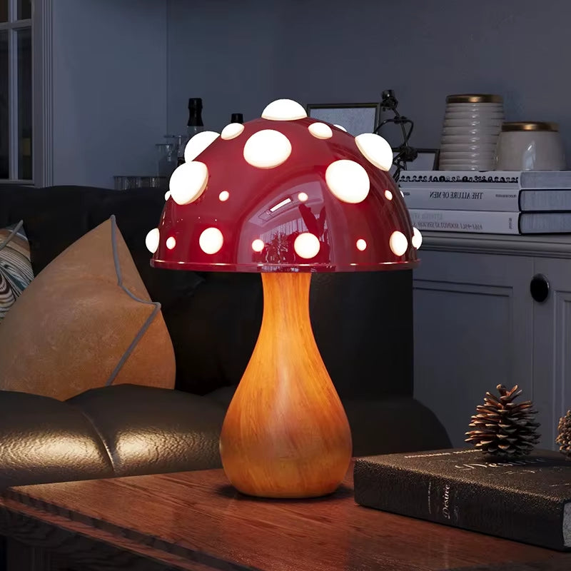 Amanita Mushroom Lamp with LED Tricolored Bulb AC or USB Warm Light Biomimetic Fly Agaric Desk Light for Livingroombedside Hotel