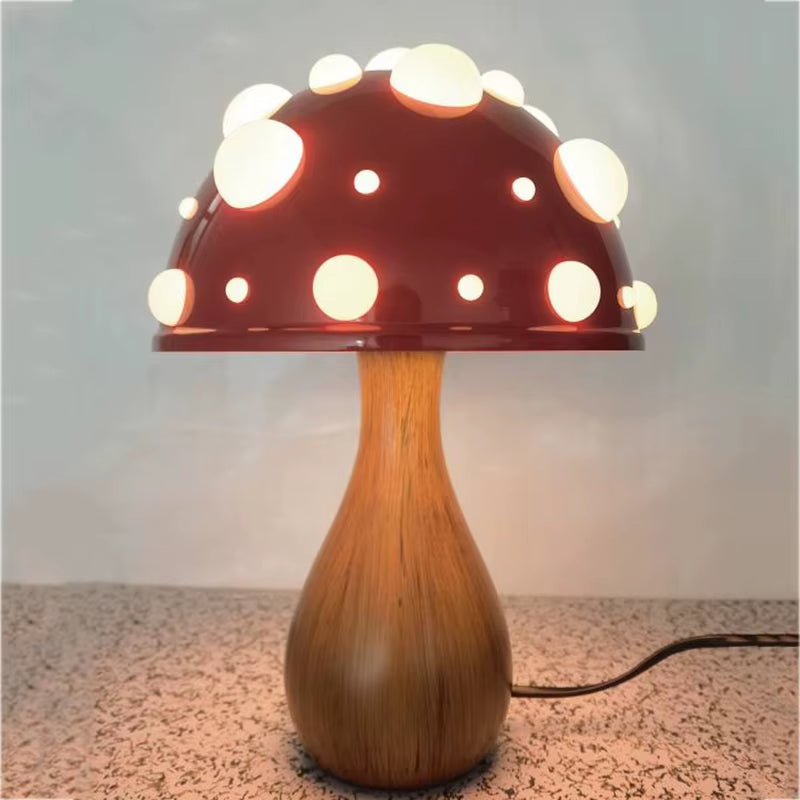 Amanita Mushroom Lamp with LED Tricolored Bulb AC or USB Warm Light Biomimetic Fly Agaric Desk Light for Livingroombedside Hotel