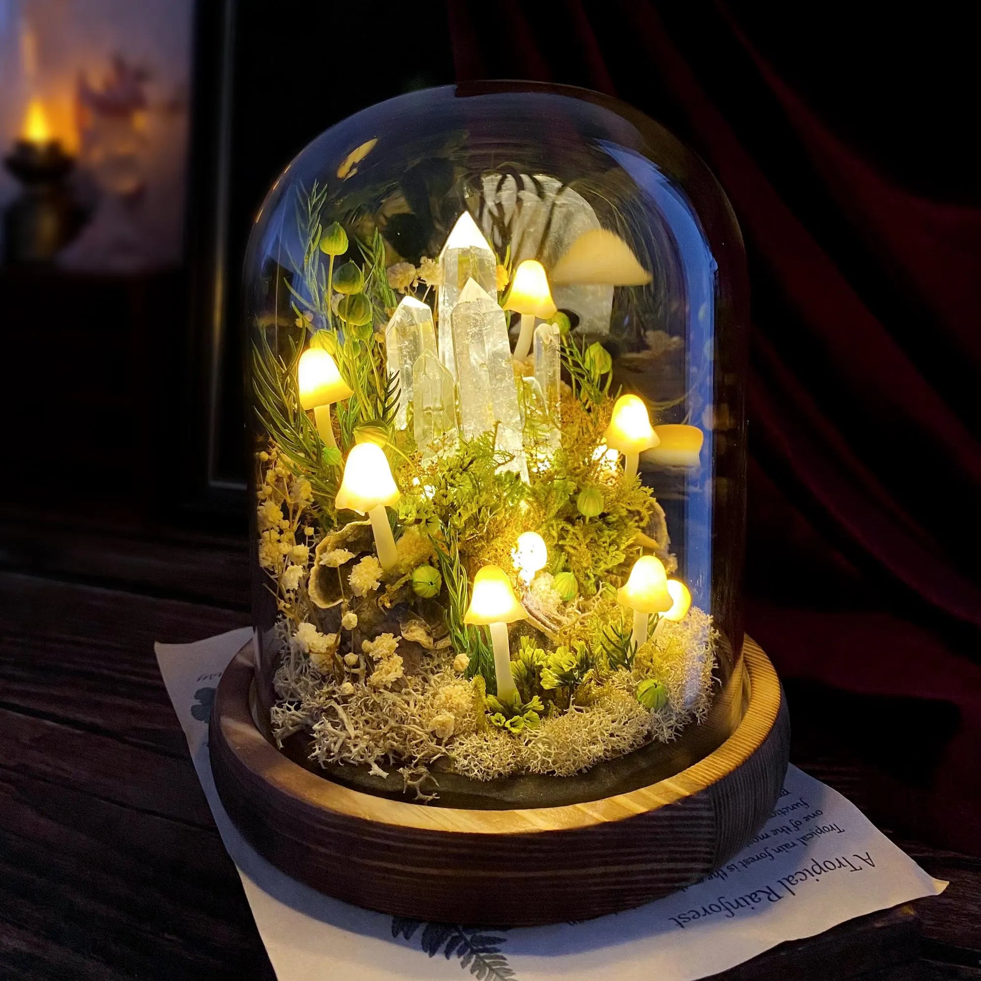 Glowing Crystal Pillars Mini Forrest with Mushrooms