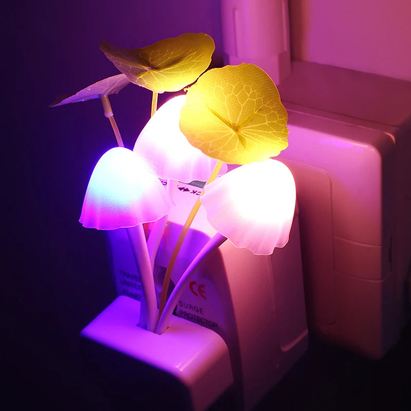 Plug-In LED Mushroom Night Light – Sensor-Activated Soft Glow for Dreamy Ambient Lighting