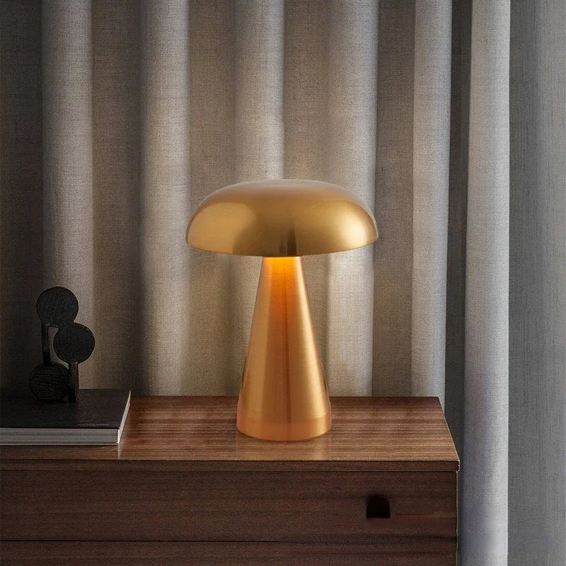 Nordic LED Mushroom Table Lamp – Rechargeable Touch Dimming Lamp with 3 Color Modes