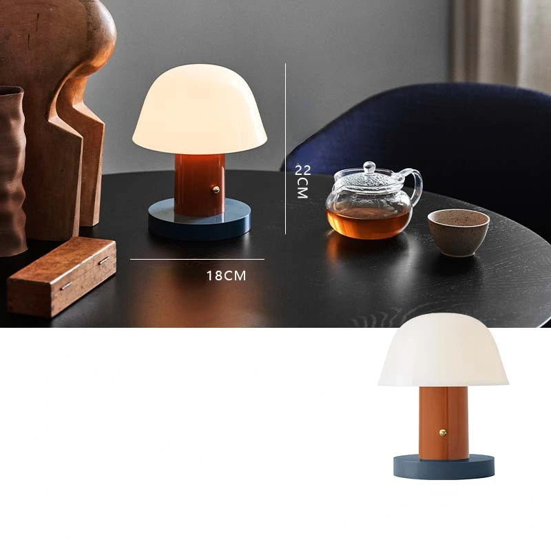 Cordless Mushroom Table Lamp With Rechargeable Battery 