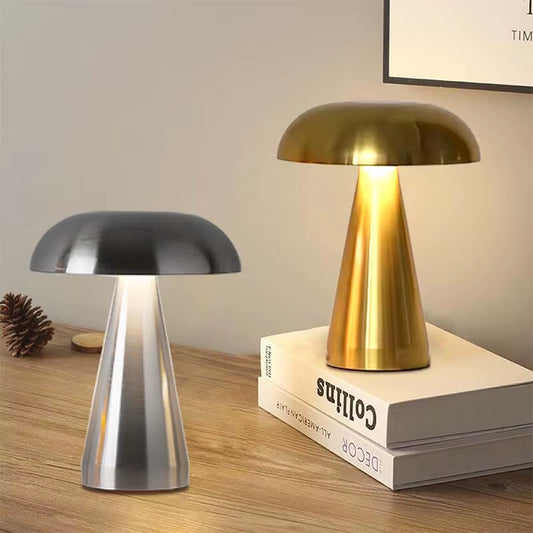 Retro LED Mushroom Table Lamp – Touch Sensor with 3-Color Dimming and Rechargeable Design