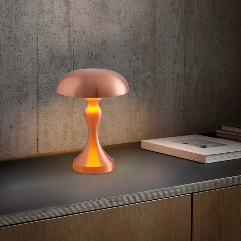 Nordic LED Mushroom Table Lamp – Rechargeable Touch Dimming Lamp with 3 Color Modes