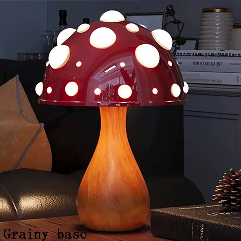 Amanita Mushroom Lamp with LED Tricolored Bulb AC or USB Warm Light Biomimetic Fly Agaric Desk Light for Livingroombedside Hotel
