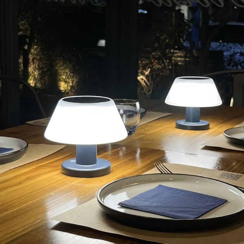 Modern Outdoor Dimmable Courtyard Mushroom Lamp with Solar Panel